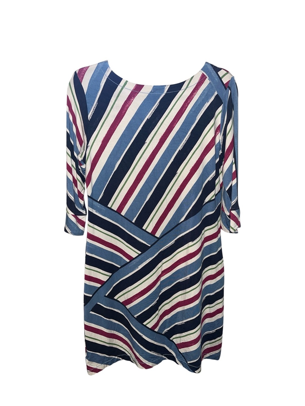 NWT Hatley Navy, Light Blue & Magenta Striped Midi Dress - Picture 3 of 4